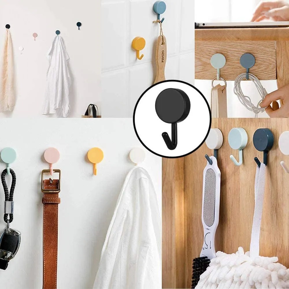 a selection of images of colourful self adhesive hooks