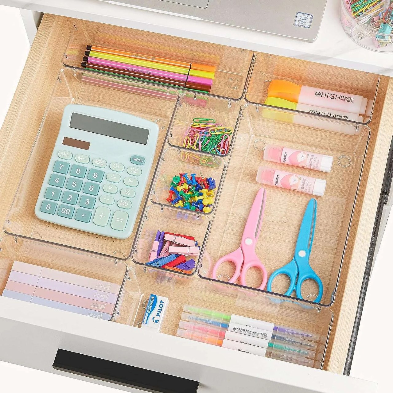 plastic compartments for organizing a drawer