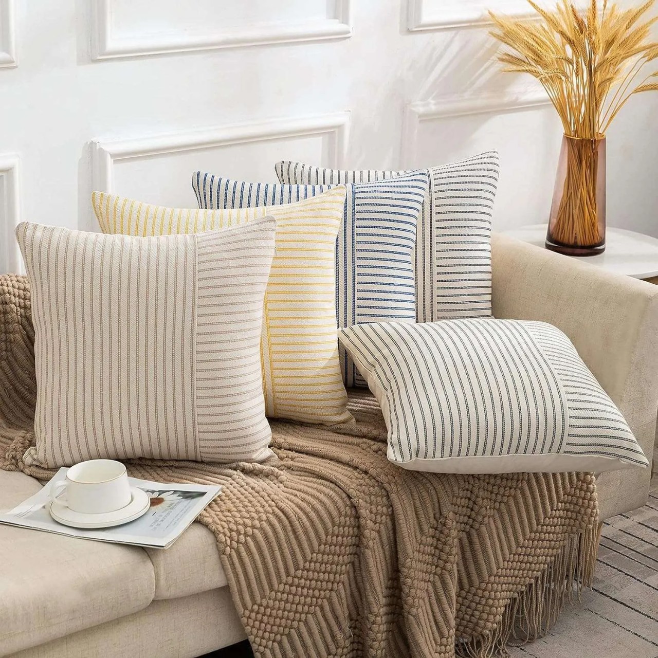 cushions in neutral colours