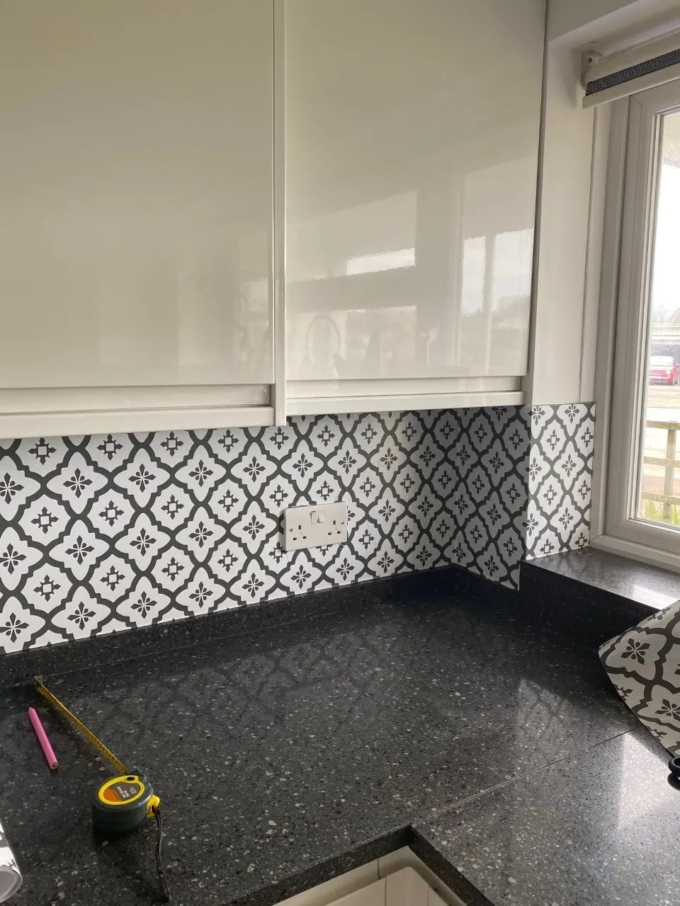 peel and stick tiles up in the kitchen