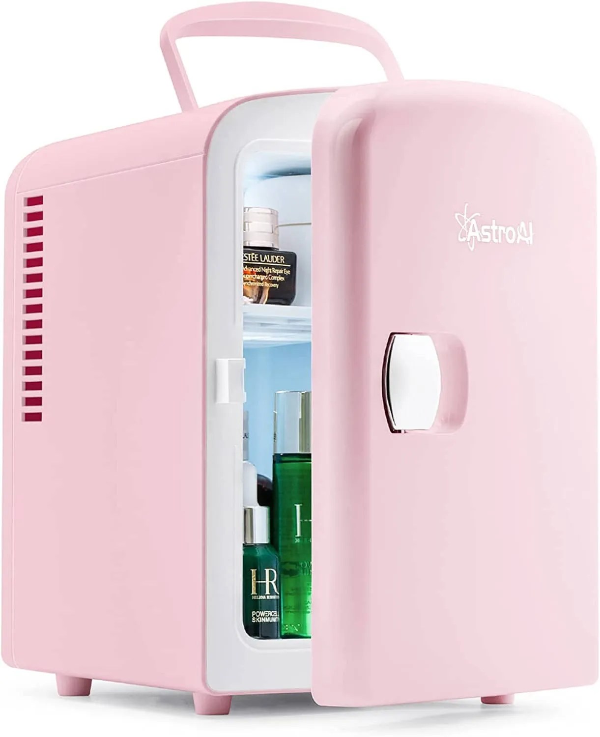 pink mini fridge for cans and beer