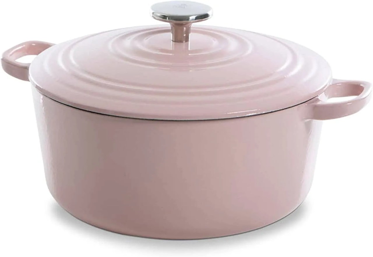 pink cast iron dutch oven pot casserole dish