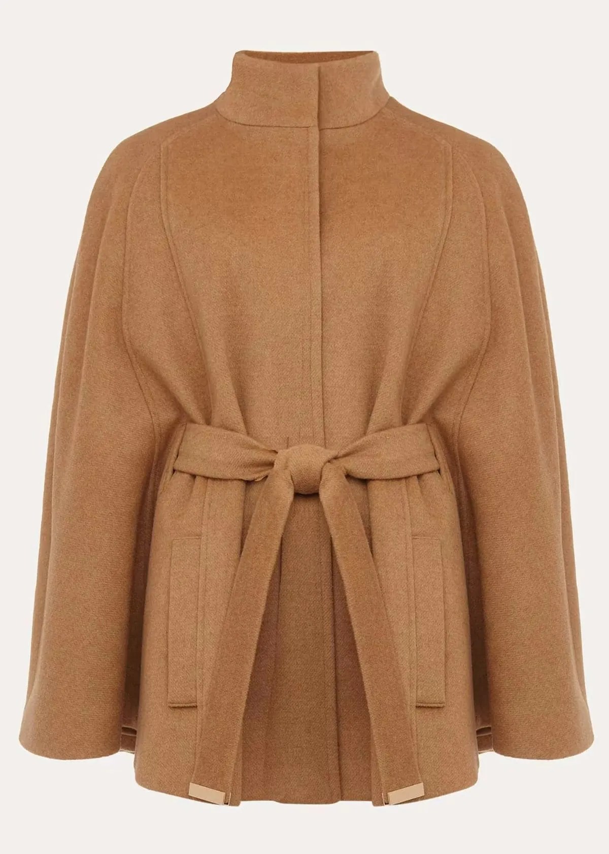 a camel wool cape coat