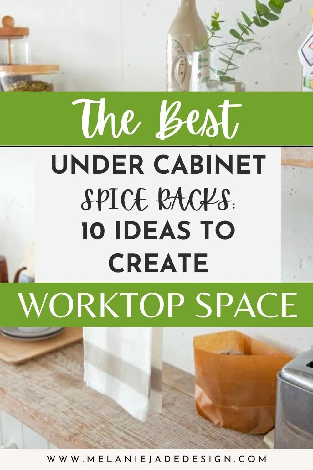 The Best Under Cabinet Spice Racks - 10 Ideas to Create Worktop Space Pinterest pin