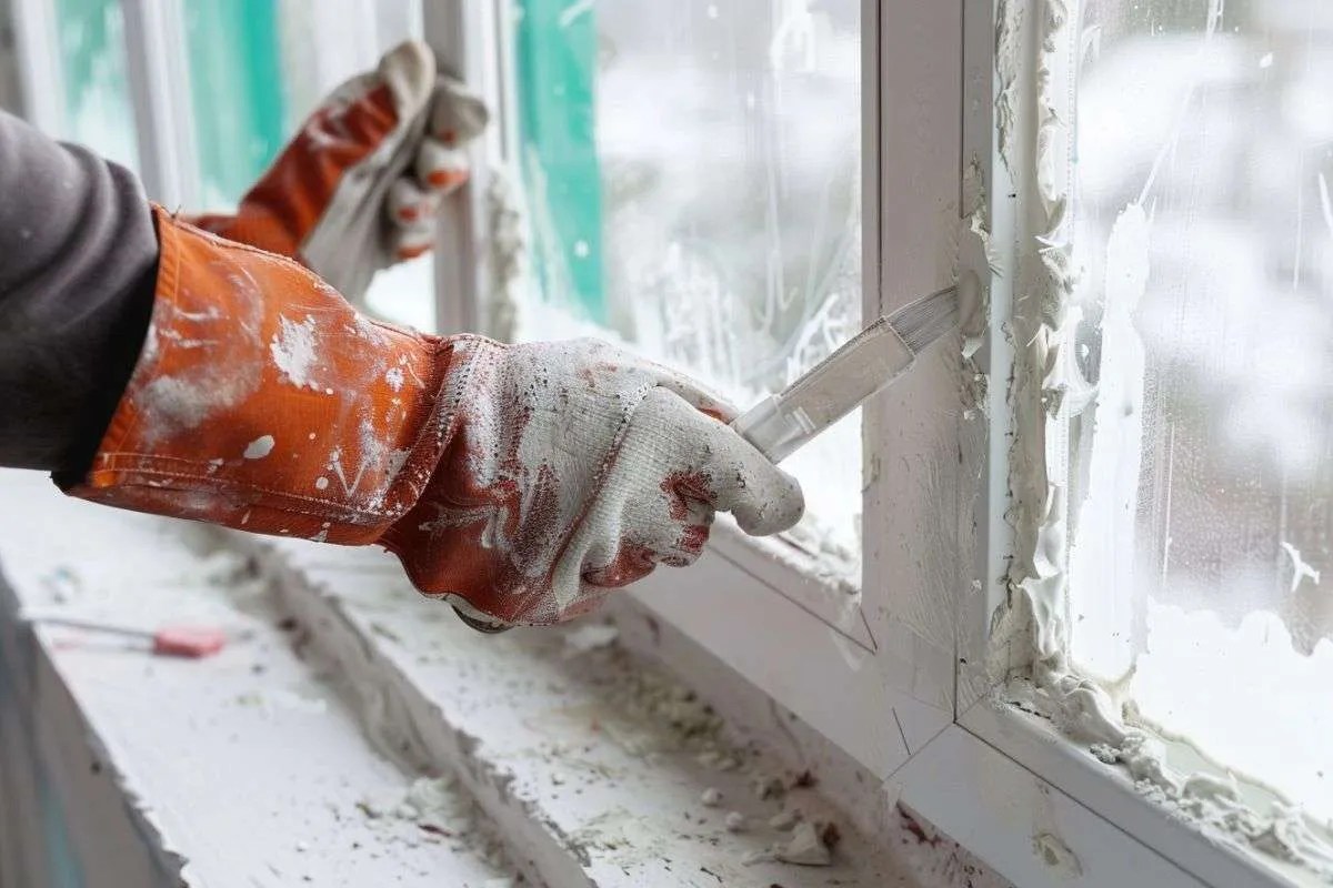 a man replacing windows